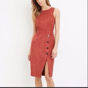 Forever 21 Burgundy Faux Suede Midi Dress. Side slit, size small.